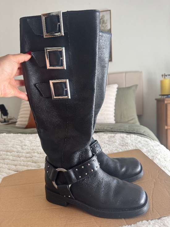 SCHUTZ Shoes - Schutz Knee-High Biker Boots – Black, Size 5.5 (Fits Like 6)